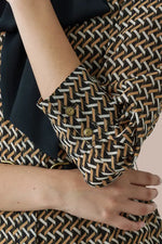 Chiffon Georgette:Monogram Brown Shirt Dress With Bowtie