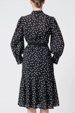 【ストレッチシフォン】タイ付マーメイドワンピース