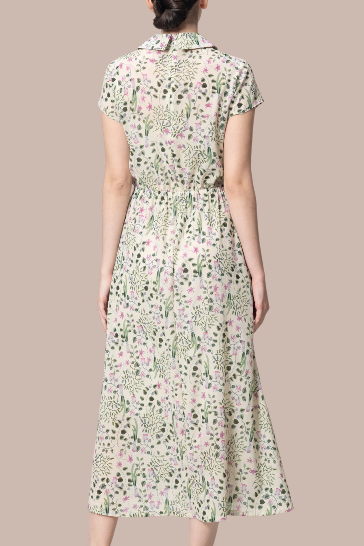 【ストレッチシフォン】衿付きカシュクールワンピースロング