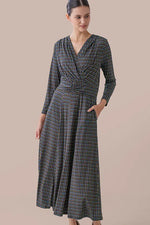 【ストレッチジャージー】モノグラム ネイビー ロングマリリンワンピース