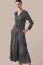 【ストレッチジャージー】モノグラム ネイビー ロングマリリンワンピース