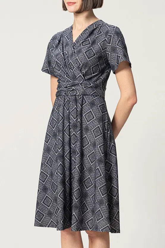 Oshima Tsumugi Design Stretch Jersey: Marilyn Dress