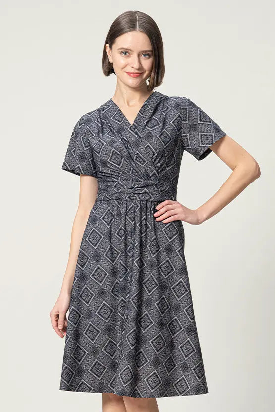 Oshima Tsumugi Design Stretch Jersey: Marilyn Dress