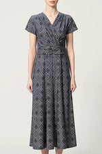 Oshima Tsumugi Design Stretch Jersey: Long Marilyn Dress