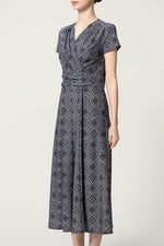 Oshima Tsumugi Design Stretch Jersey: Long Marilyn Dress