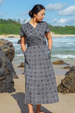 Oshima Tsumugi Design Stretch Jersey: Long Marilyn Dress