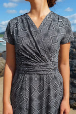 【大島紬意匠 ストレッチジャージー】ロングマリリンワンピース