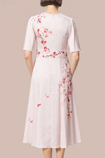 Stretch Georgette SAKURA Flare Dress with Bell Sleeves