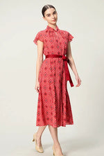 Oshima Tsumugi Design Stretch Chiffon: Mid-Length Semi-Mermaid Dress