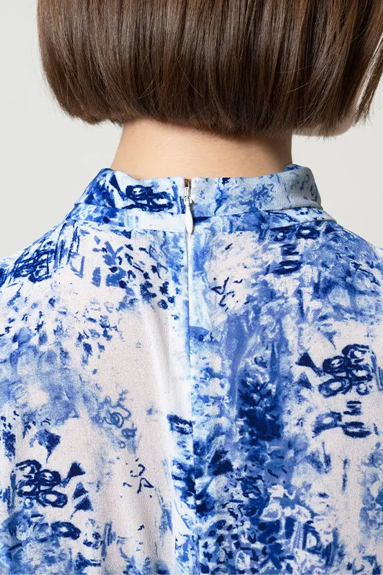 【ストレッチシフォン】ツイストネックミドル丈マーメイドワンピース