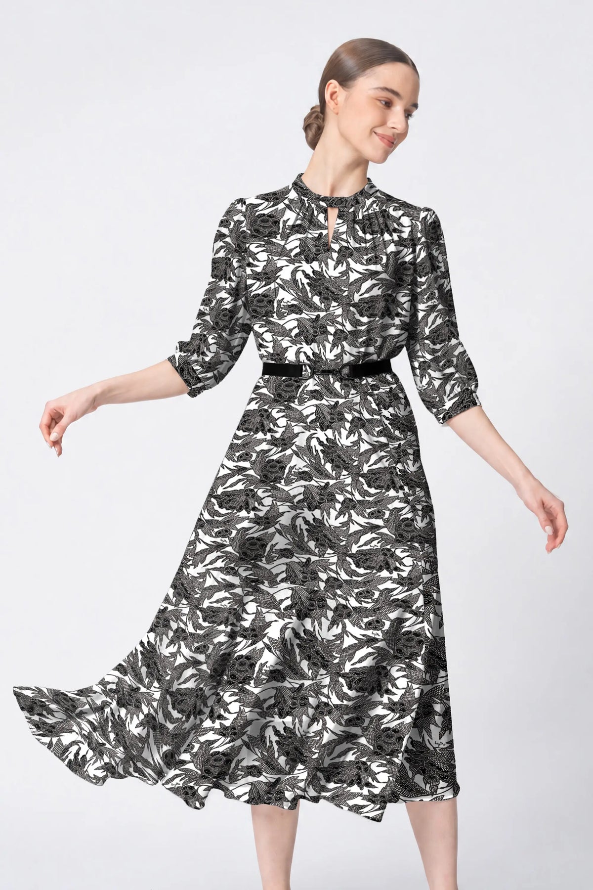 【ストレッチシフォン】ロングマーメイドワンピース