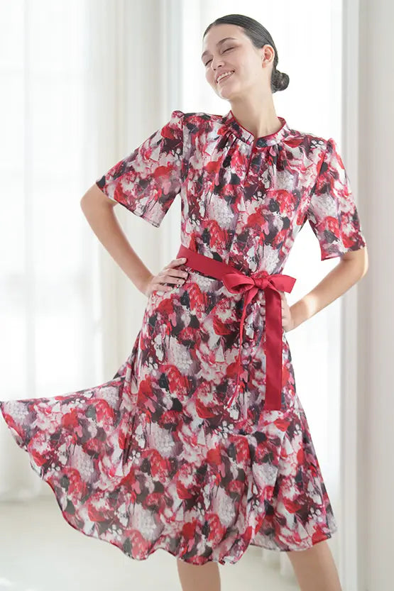 【ストレッチシフォン】Passion(情熱) マンダリンマーメイドワンピース