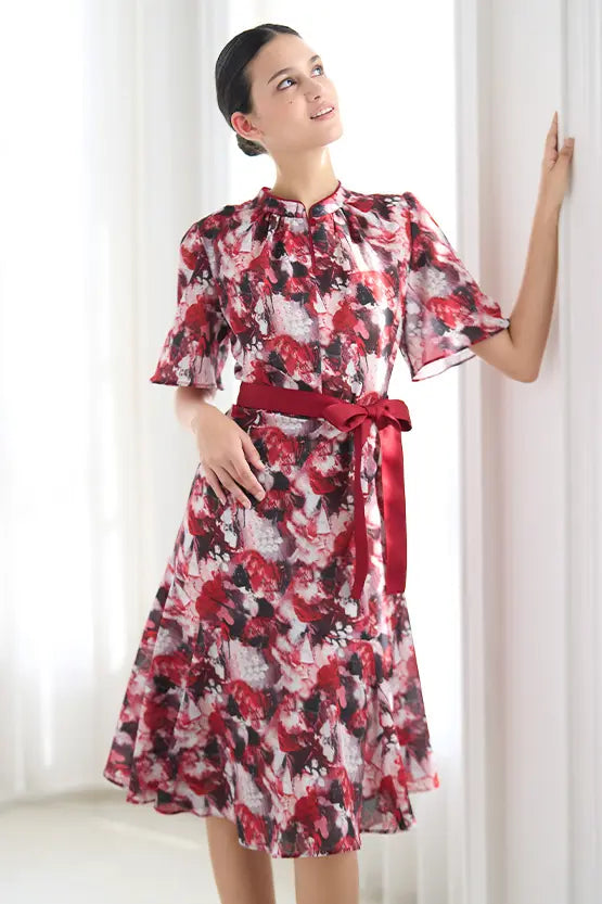 Stretch Chiffon:Passion Mandarin Mermaid Dress