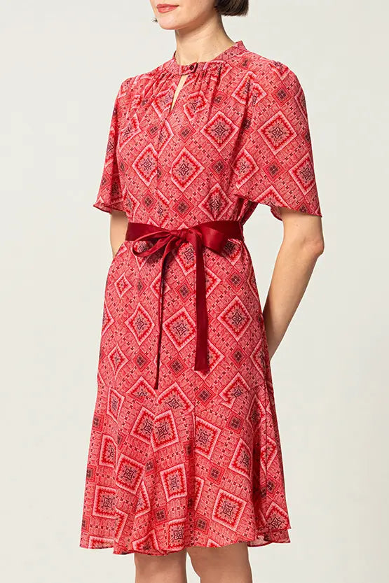 Oshima Tsumugi Design Stretch Chiffon: Knee-Length Mermaid Dress