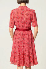 Oshima Tsumugi Design Stretch Chiffon: Knee-Length Mermaid Dress