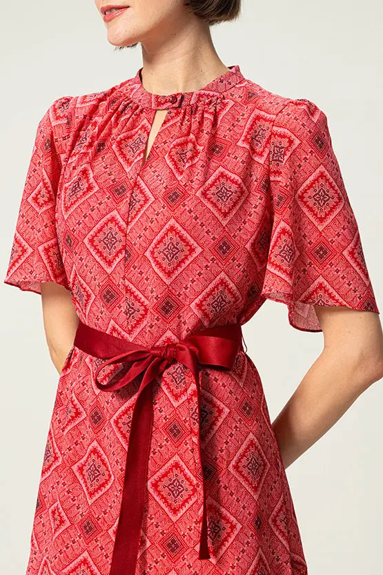 Oshima Tsumugi Design Stretch Chiffon: Knee-Length Mermaid Dress