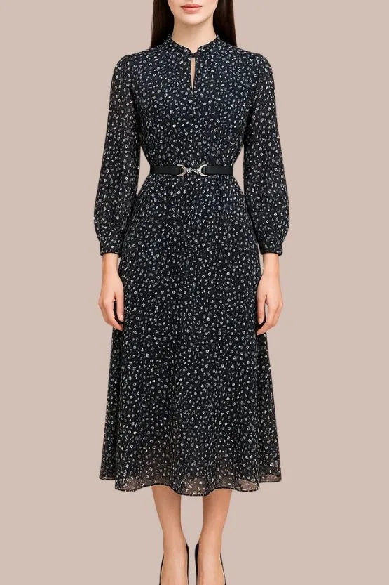 Stretch Chiffon:Crystal Drop Long Mermaid Dress