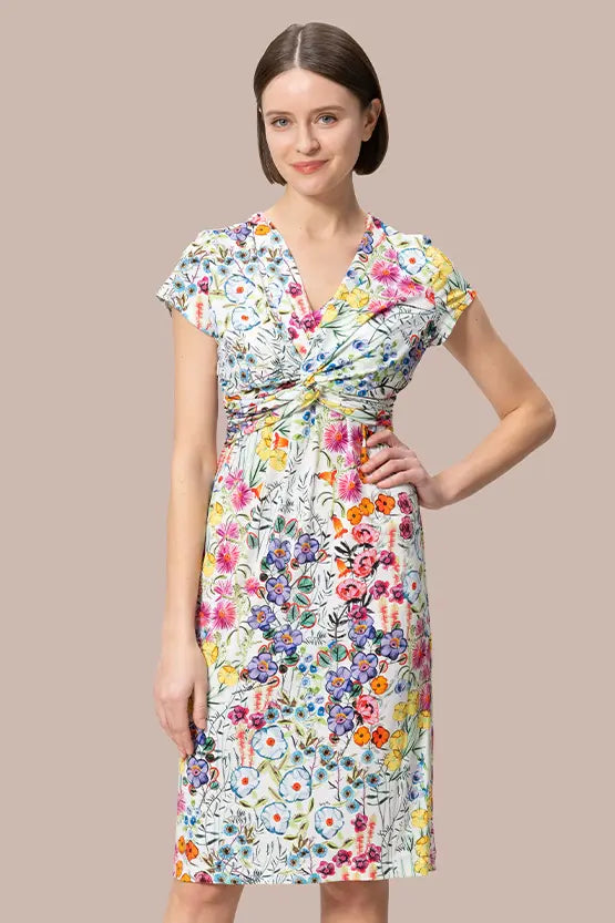 【ストレッチジャージー】ひざ丈ツイストワンピース