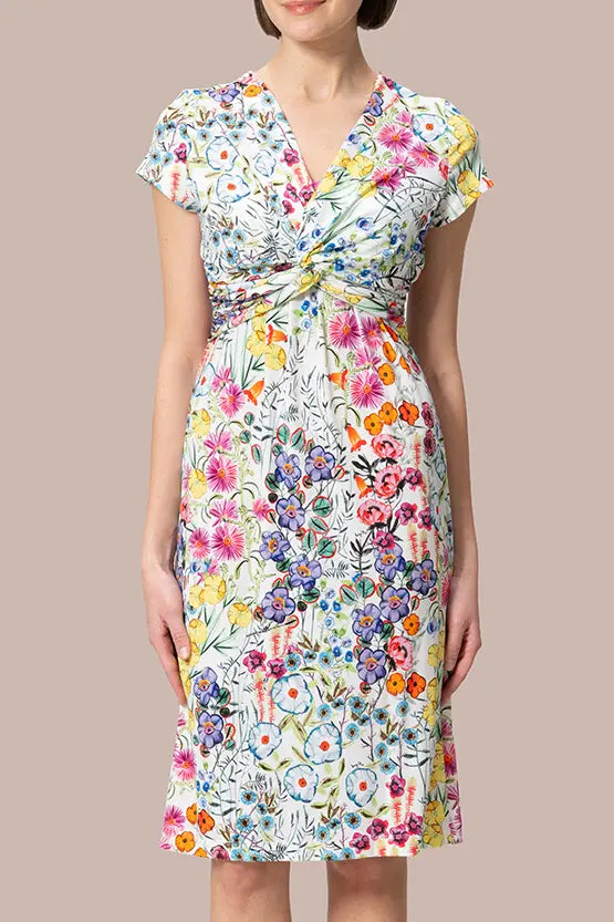 【ストレッチジャージー】ひざ丈ツイストワンピース