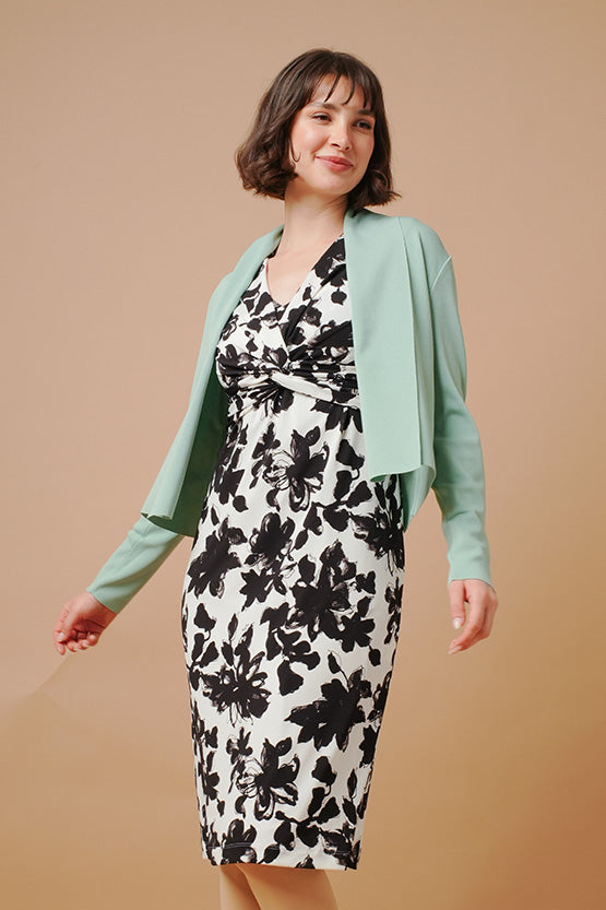 【ストレッチジャージー】ひざ丈ツイストワンピース