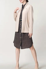 Oshima Tsumugi Design Stretch Georgette: Shirt Dress