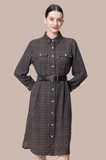 Oshima Tsumugi Design Stretch Georgette: Shirt Dress