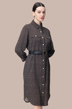 Oshima Tsumugi Design Stretch Georgette: Shirt Dress