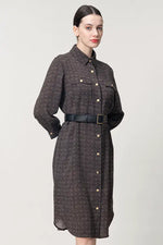 Oshima Tsumugi Design Stretch Georgette: Shirt Dress