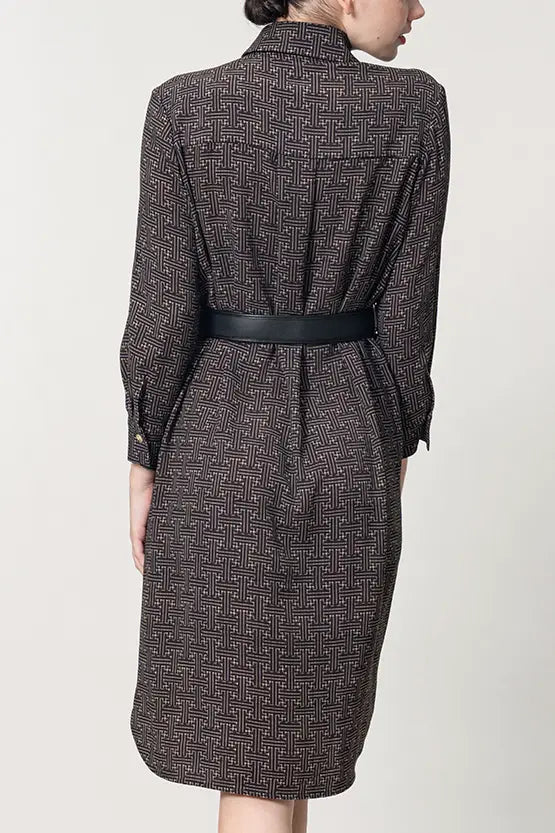 Oshima Tsumugi Design Stretch Georgette: Shirt Dress
