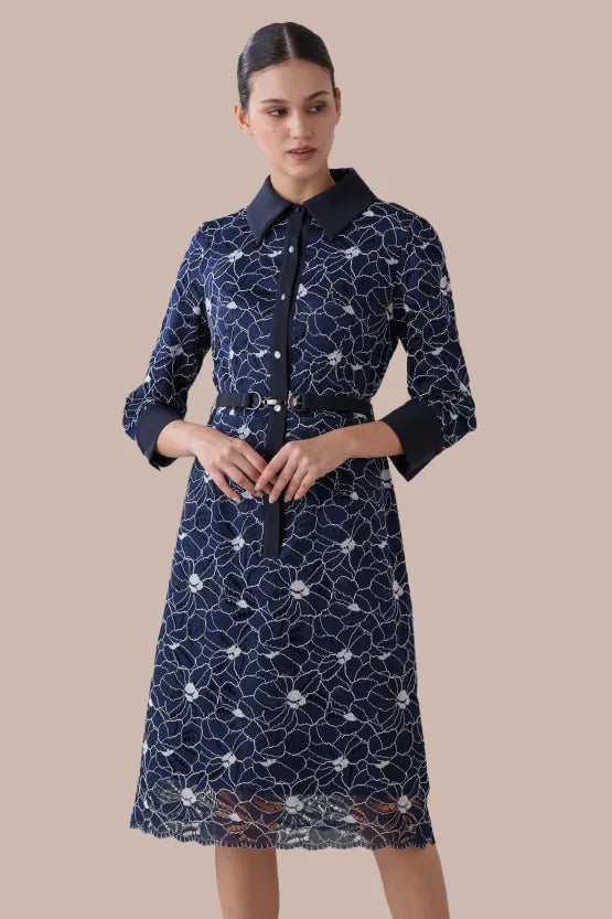 美品✨kayme ケイミー ブルーフォンセフラワー ギャザーワンピース 7 S 美品✨kayme ケイミー ブルーフォンセフラワー ギャザーワンピース 7 S