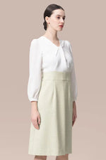 【ストレッチジョーゼット×ラメジャカード】ツイスト台形ワンピース