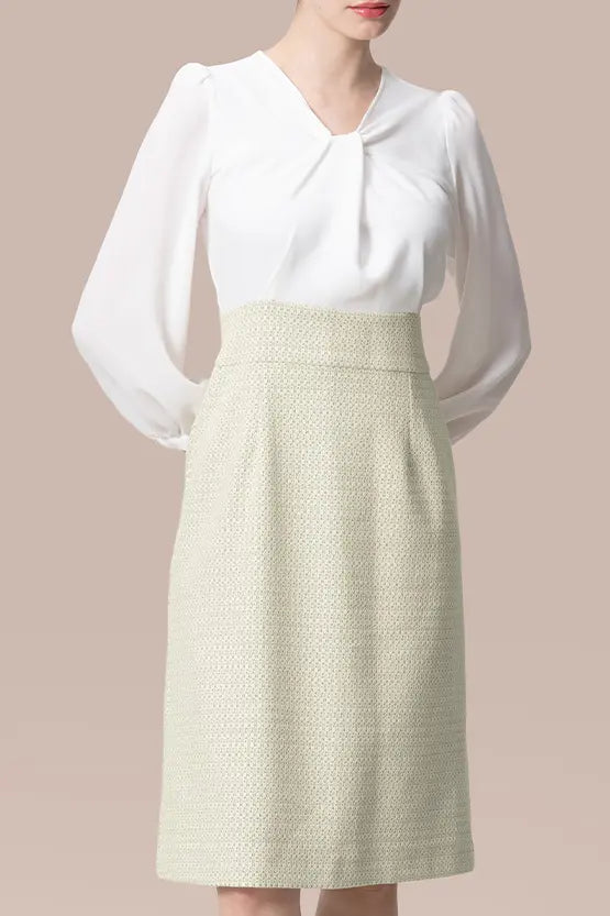 【ストレッチジョーゼット×ラメジャカード】ツイスト台形ワンピース