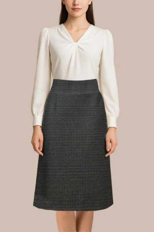 Stretch Georgette x Lame Jacquard:  Twisted Trapezoid Dress