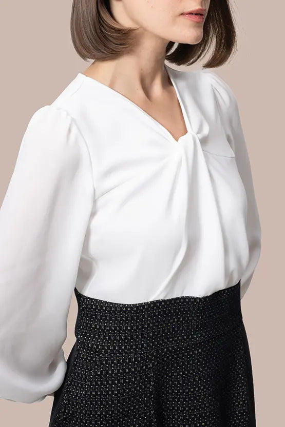 【ストレッチジョーゼット×ラメジャカード】ツイスト台形ワンピース