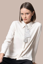 Authentic Oshima Tsumugi: Stretch Georgette Shirt with Bow Tie