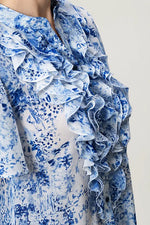 【ストレッチシフォン】フリル半袖ブラウス