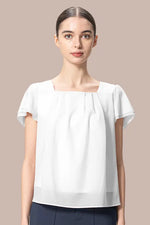 【ボディコンフィデンス】スクウェアネック シフォントップス