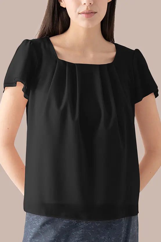 【ボディコンフィデンス】スクウェアネック シフォントップス