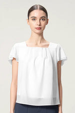 【ボディコンフィデンス】スクウェアネック シフォントップス