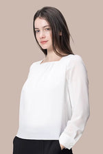 Stretch Chiffon: Round Neck Top
