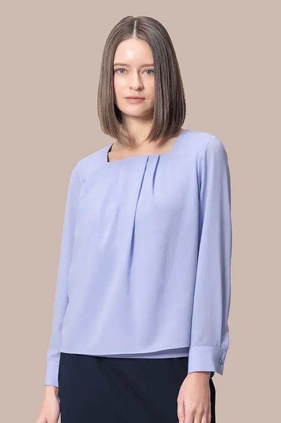 Stretch Chiffon: Round Neck Top