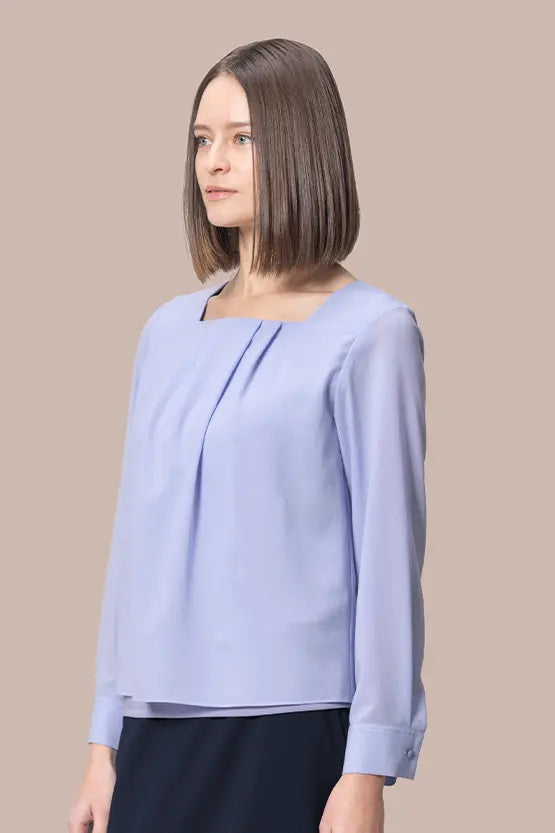 Stretch Chiffon: Round Neck Top