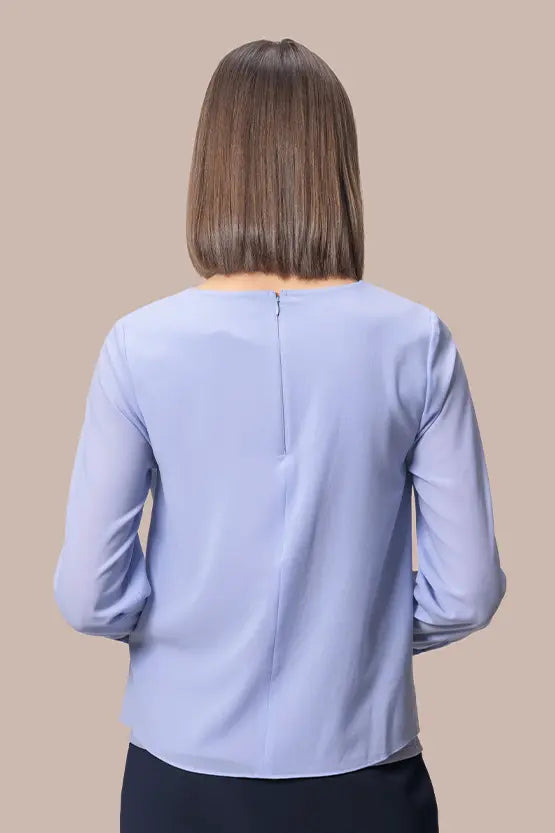Stretch Chiffon: Round Neck Top