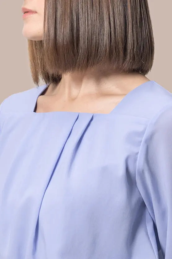 【ストレッチシフォン】スクエアネックトップス