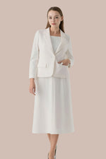 【ダブルジャージー】ホワイト ミモレ丈セットアップ