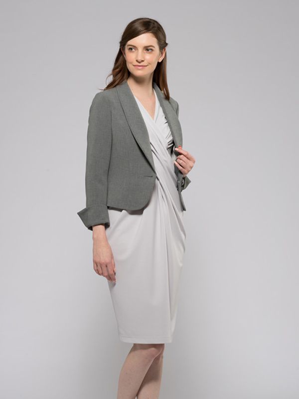 Grey Shawl Collar Short Jacket