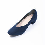 Navy Vegan Suede Fluffy Flats