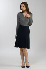 ネイビー リブニット編みスカート