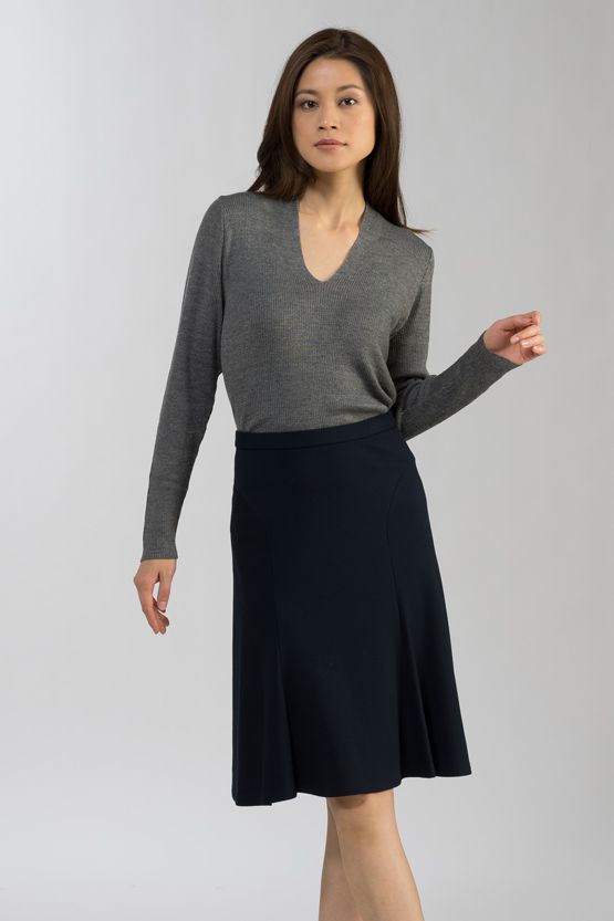 ネイビー リブニット編みスカート