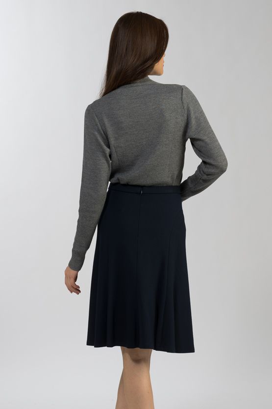 ネイビー リブニット編みスカート